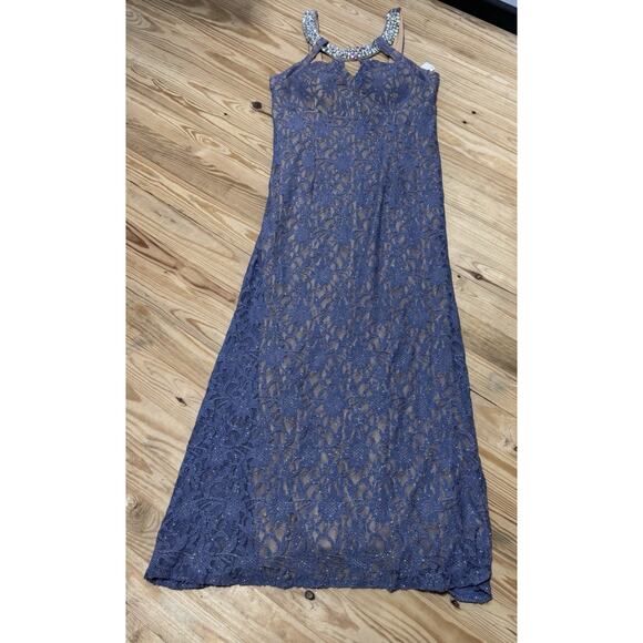 Deb Glitter Lace Lavender Formal Halter Gown Lined Women’s Size 18 NWT - Picture 4 of 10